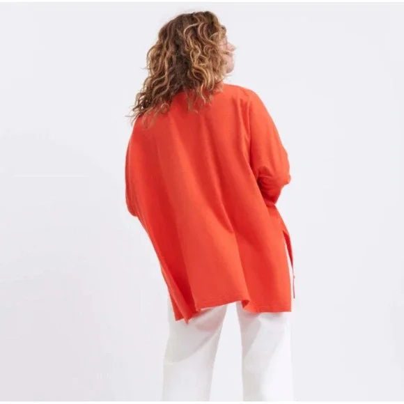 MERSEA Catalina Slub Tee Orange Red Oversized French Tuck Side Slit One Size - Picture 2 of 13